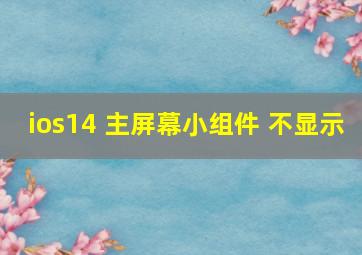 ios14 主屏幕小组件 不显示